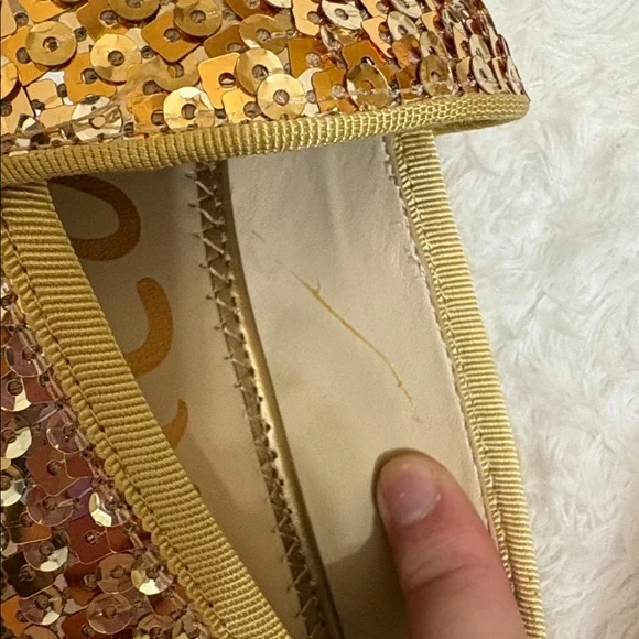 NEW In Box Sam Edelman Gold Loraine Octane Sequined Loafers In Size 8M - Picture 12 of 14